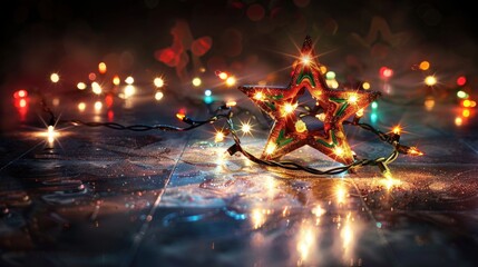 Poster - Festive Star Decoration with Twinkling Lights