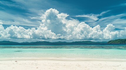 Poster - Copy space of summer vacation and holiday business travel concept with blue sky and white clouds.