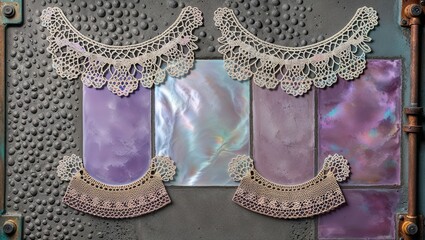 Canvas Print - Two delicate crocheted lace collars on a textured background.