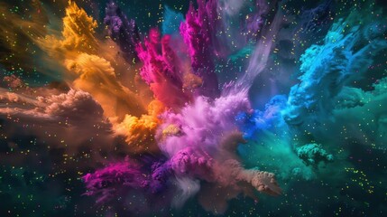 Wall Mural - Vibrant Color Explosion in Dark Background