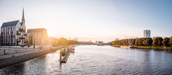 Wall Mural - Blick auf die Weser und die Bremer Innenstadt