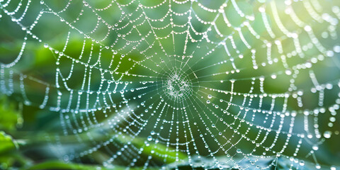 spider web with dew drops