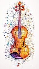 A fiery depiction of a violin, adorned with a cascade of musical notes, symbolizing passion, inspiration, and the powerful spirit of musical expression.