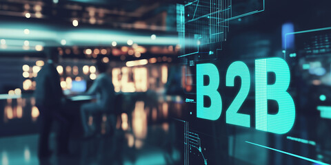 Aufkleber - Business to business concept with business people working in office at night