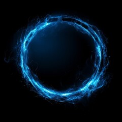 Aufkleber - Light magic effect, abstract glowing electric blue ring, isolated on black
