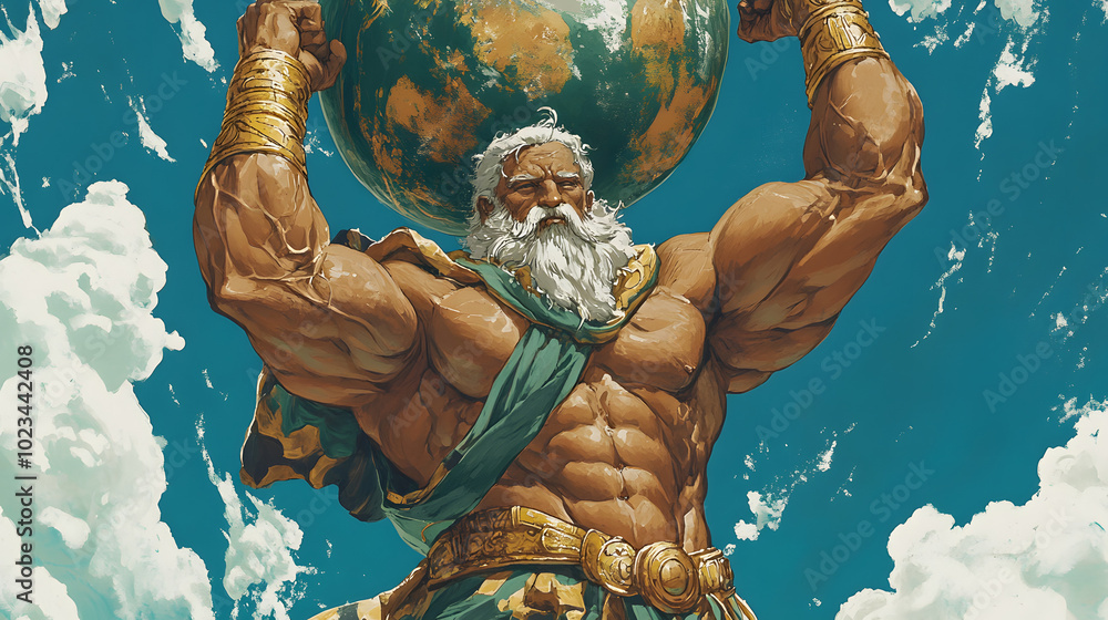 Greek god and titan illustration, Atlas, a titan was punished to carry ...