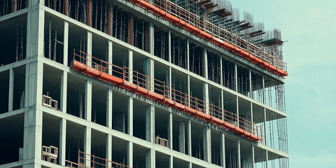 Aufkleber - Modern building under construction with scaffolding
