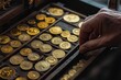 © Aekkachai - Hand selecting vintage gold coins from a wooden box, showcasing a collection of rare and valuable currency. Ideal for antique and numismatic themes.