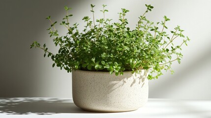 Wall Mural - Potted Thyme Plant in a Speckled White Pot