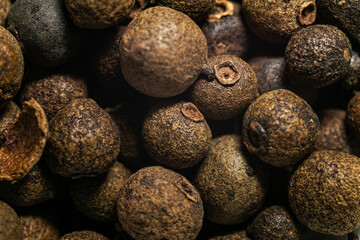 allspice close up. pile of allspice , texture , macro.