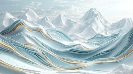 Sticker - A polygonal image of a mountainous area with a glacier on top. 3D illustration