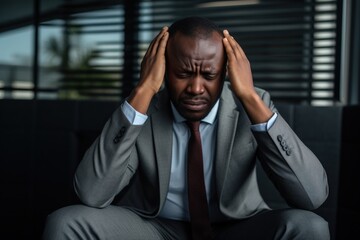 Sticker - Businessman worried sitting adult.