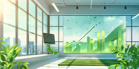 Green Industry Growth Graph Abstract Canvas for Corporate Office