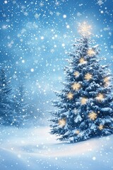 Poster - Postcard of a beautiful winter landscape with snowy fir trees.