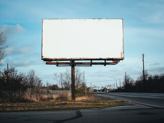 Old dirty blank billboard by a street