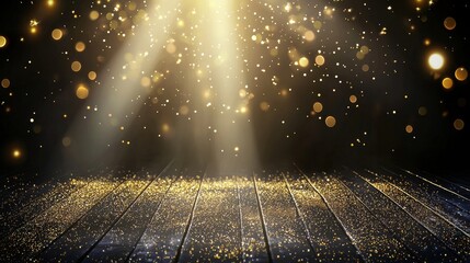 Poster - Presented on a festive stage with a central beam of lighting, this mockup is suitable for award ceremonies, jubilees, New Year's parties, or product presentations.