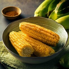 Sweet boiled corn, food concept