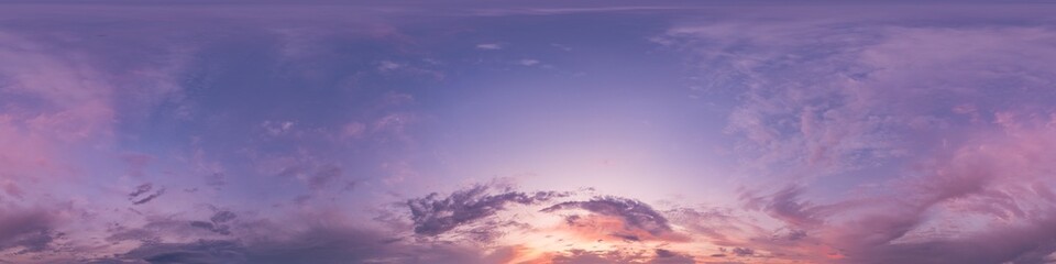 Wall Mural - sunset sky panorama with bright glowing pink cumulus clouds. hdr 360 seamless spherical panorama. fu