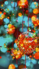 Wall Mural - soft bokeh spheres reminiscent summer sunset. warm gradient blending orange to deep teal, with the bokeh creating a hazy, nostalgic feel, 4k High-Quality vertical background Animation Video