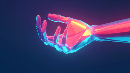 Wall Mural - a hand with a pink, blue and red background