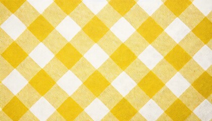 Wall Mural - Yellow and white checkered tablecloth texture