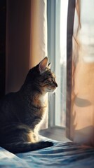 Canvas Print - Animal cat windowsill mammal.