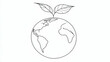 © Tut Mandi - A simple line drawing of the earth with two leaves growing out of the top, representing sustainability.