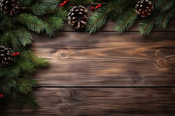 Poster - Fir branches christmas wood backgrounds.