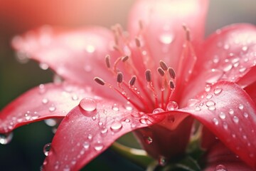 Poster - Water droplet on crown of thorns flower blossom nature.