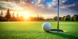 © beng - Golf ball and flagstick on manicured putting green