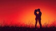 © SerPak - A couple is captured in a tender embrace, sharing a kiss against the backdrop of a vibrant sunset. The warm colors of the sky create an atmosphere of romance, highlighting the silhouettes of the pair