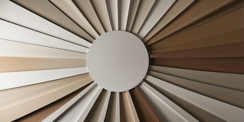 Poster - Abstract geometric background with brown and white stripes converging on a white circle.