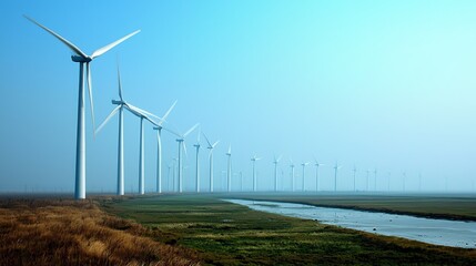 China's wind power generation at full scale, capturing the wind's energy as turbines spin across an endless horizon of remote plains and coastal areas.