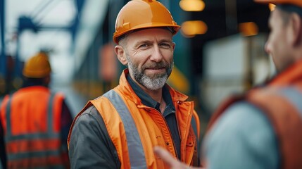 Aufkleber - CEO of a shipping company greeting employees. Generative AI.