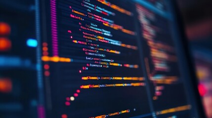 A Close-Up of Computer Code on a Screen with Colorful Highlights