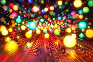 Wall Mural - Colorful light bursts on a dark background, creating a vibrant, dynamic effect.