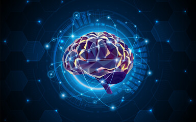 Leinwandbilder - Artificial neural network or artificial intelligence brain. Digital brain science for future learning. modern technology innovation concept background