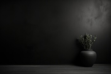 Canvas Print - Black wall architecture plant.