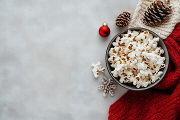 A cozy film festival featuring a lineup of winter or holiday-themed movies, perfect for movie lovers to enjoy during the colder months. with empty copy space for branding.