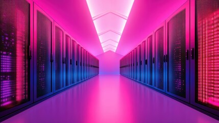Wall Mural - a server room with racks of powerful computers, showcasing the infrastructure required for processin