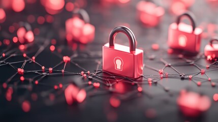 Wall Mural - a network of interconnected devices with a padlock symbol on each, showcasing the need to secure eve