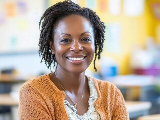 celebration of world teachers' day featuring a smiling african american female teacher in a bright c