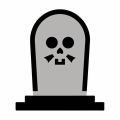 A gravestone with a skull and crossbones silhouette vector illustration on white background