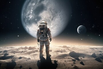 Wall Mural - an astronaut wearing spacesuit moon astronomy outdoors.
