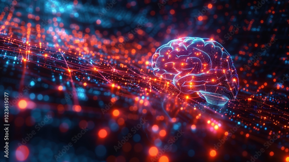 Artificial Intelligence Brain with Digital Neural Network Concept Stock ...