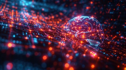 artificial intelligence brain with digital neural network concept