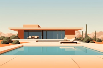Canvas Print - minimal modern pool villa architecture building house.