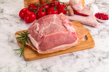 Raw pork meat piece for cooking