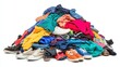 © ADD PHOTO - Colorful Clothing Heap   Chaotic Pile of Textiles and Accessories for Fashion or Retail