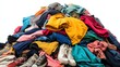 © ADD PHOTO - Heap of Colorful Assorted Clothing and Fabrics in Disorganized Pile